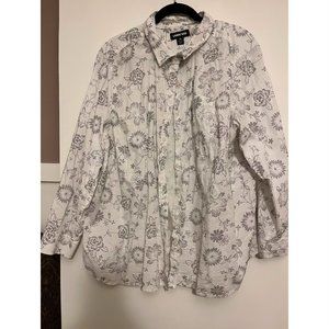 Boyfriend Fit Roll Sleeve Tunic Top in Ivory / Black-dotted Floral